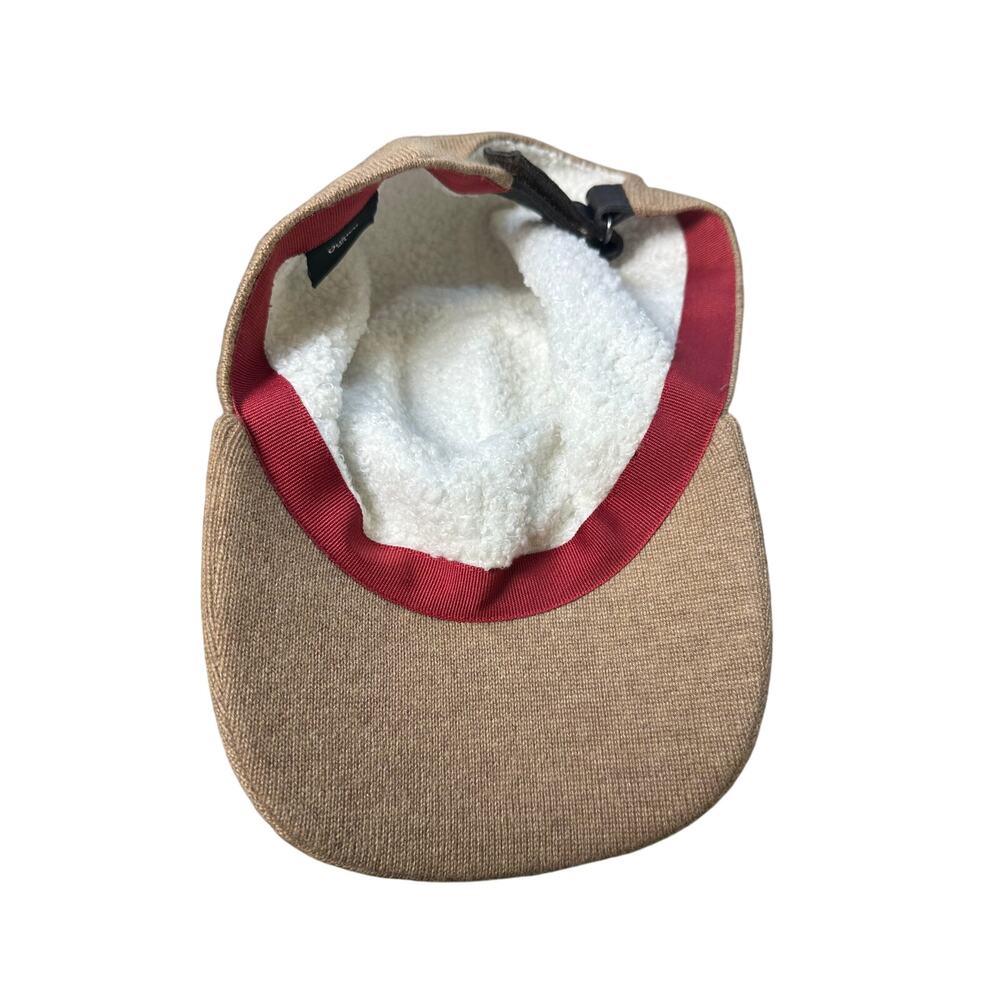 Quince 100% Cashmere Baseball Cap M/L Tan Brown Sherpa Lined Adjustable Hat - Picture 7 of 9